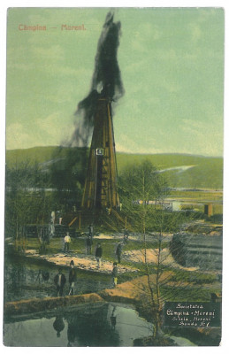 2174 - CAMPINA, MORENI, Prahova, Romania, oil well - old postcard - used - 1907 foto