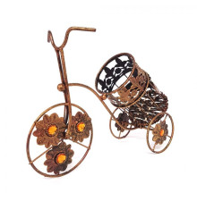 Suport vin metalic bicicleta cu design floral Elegant Collection foto