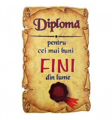 Magnet Diploma pentru cei mai buni FINI din lume, lemn Elegant Collection foto