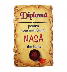 Magnet Diploma pentru cea mai buna NASA din lume, lemn Elegant Collection foto