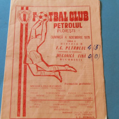 Program meci fotbal FC PETROLUL PLOIESTI-MECANICA FINA BUCURESTI(04.11.1979)