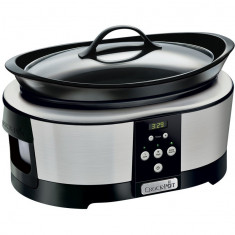 Slow cooker, 5.7 l, digital, 220 W, timer, negru/argintiu foto