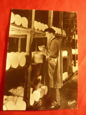 Ilustrata- Reclama Branza Roquefort - Depozit in pestera ,stampila firmei foto
