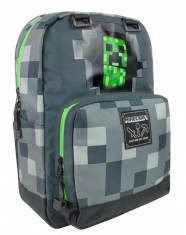 Ghiozdan Minecraft ORIGINAL Creeper Grey licenta Mojang 44cm GRI + BRATARA CADOU foto