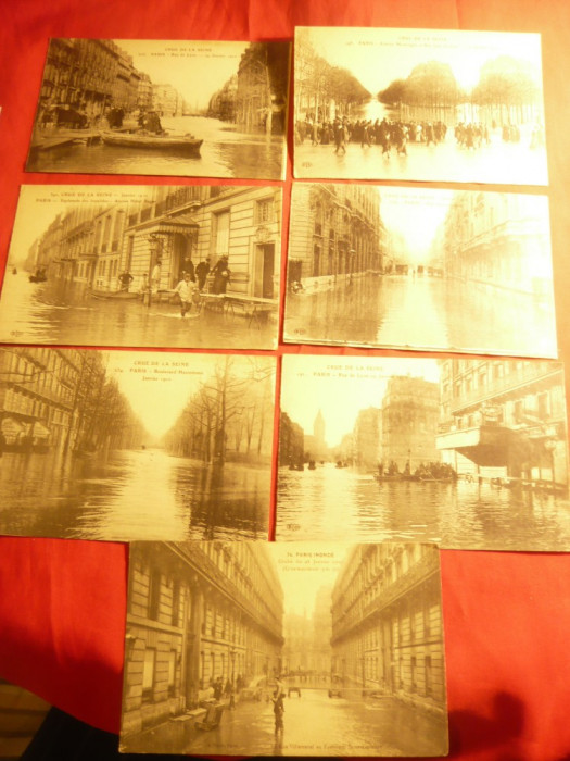 Set 7 Ilustrate - Inundatiile din Paris 1910
