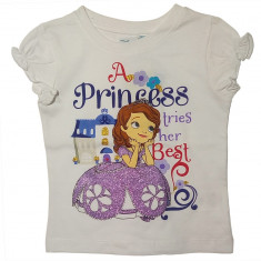 Bluza cu maneca scurta , Disney Sofia , alb , 2,4,6,8ani-92,104,116,128cm foto