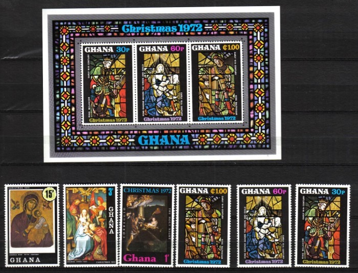 GHANA CHRISTMANS 1972 MI. 486-491 BLOCK 48 MNH