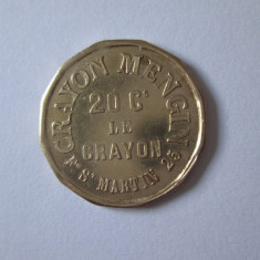 Jeton francez Paris 20 Centimes Crayon Mengin St.Martin anii 1860