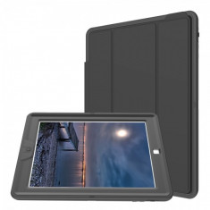 Husa iPad 2/3/4 flip cover activa pliabila cu 3 straturi protective, negru foto