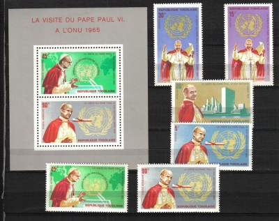 REP. TOGOLAISE PAPA PAUL VI MI.494-499+BLOC MNH foto