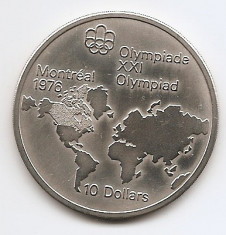 Canada 10 Dolari 1973 (comemorativa: Harta lumii) 48.6g/925, MM1, KM-86 foto