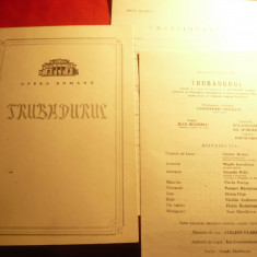 Program Opera Romana 1969- Trubadurul de G.Verdi + formular , 16+4pag
