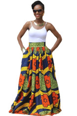 FS128-94 Fusta maxi stil retro, cu print floral Colorful African foto