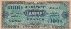 Franta 100 Francs 1944 FLAG P.118a F pinholes foto