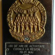 100 DE ANI DE ACTIVITATE CORALA - RESITA 1872-1972, medalie SUPERBA