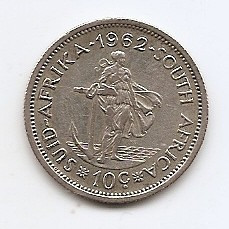 Africa de Sud 10 Cents 1962 - Argint 5,66g/500, KM-60 (1) foto