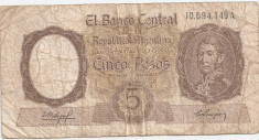 ARGENTINA 5 PESOS ND(1960) U foto