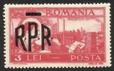 VARIETATE DE CULOARE SI IMPRIMARE --ROMANIA 1948 MNH, Nestampilat