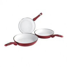 Set tigai Bialetti Ceramic Ok Rosu, 3 piese diametru 20- 24 - 28 cm foto