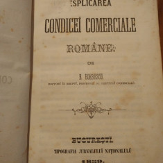 Esplicarea Condicei Comerciale Romane - B. Boerescu, 1859 - RAR! Drept Comercial