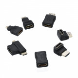 Set 7 adaptoare HDMI: extensie HDMI adaptor Mini Micro HDMI 90 grade 270 grade