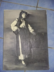Tablou vechi anii 1900-Taranca cu ulciorul-Grigorescu,Pictura pe  panza,T.GRATUIT | Okazii.ro