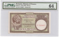 ROMANIA 20 LEI ND (1947) UNC PMG 64 foto