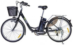 Bicicleta electrica Nova Vento Clasic L26A, Motor 250 W, Roti 26inch, 7 viteze, Autonomie 55 Km, Viteza maxima 25 km/h (Negru) foto