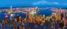 Puzzle Castorland panoramic - 600 de piese - Hongkong Twilight foto