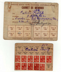 FISCAL ARLUS CARNET SI TIMBRE DE COTIZATIA 1951- 1953 foto