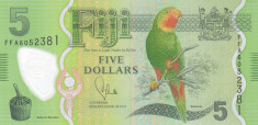 Bancnota Fiji 5 Dolari (2013) - P115 UNC ( polimer ) foto