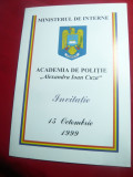 Invitatie Academia Politie Al.I.Cuza 1999- Festivitate Absolvire ,semnat Rector