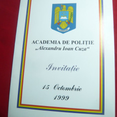 Invitatie Academia Politie Al.I.Cuza 1999- Festivitate Absolvire ,semnat Rector