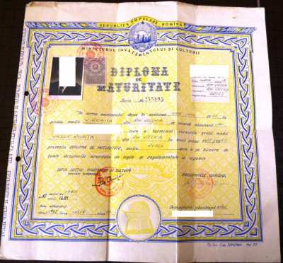 Diploma de Maturitate RPR foto