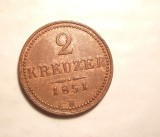 AUSTRIA / IMPERIUL AUSTRIAC 2 KREUZER 1851 B XF, Europa