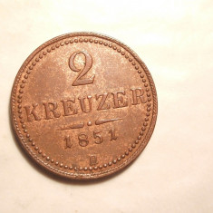 AUSTRIA / IMPERIUL AUSTRIAC 2 KREUZER 1851 B XF