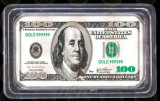 Lingou 100 Dollars Bancnota 100 Dolari Bullion Bar One Hundred US Dollars, America de Nord