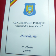 Invitatie Academia Politie Al.I.Cuza 1998- Festivitate Absolvire ,semnat Rector