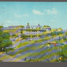 CPI B 10520 CARTE POSTALA - BUCURESTI. PIATA UNIVERSITATII, AUTOBUZE, AUTOTURISM