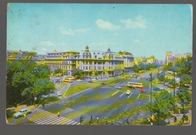 CPI B 10520 CARTE POSTALA - BUCURESTI. PIATA UNIVERSITATII, AUTOBUZE, AUTOTURISM foto