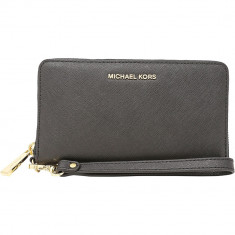 Geanta Michael Kors Dama Large Jet Set Travel Phone Case Leather Wristlet - Negru foto