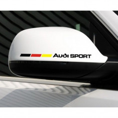 Sticker Oglinda Exterioara Audi Sport Germany Negru Set 2 Buc foto