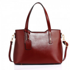 Burgundy Satchel Grab Shoulder Handbag - AG00528 foto