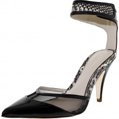 Elie Tahari dama Treasure Nero/Black/Black/White Ankle-High Patent Leather Pump foto