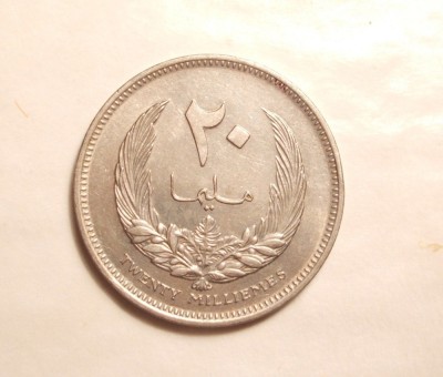 LIBIA / LIBYA 20 MILLIMES 1965 -UNC foto