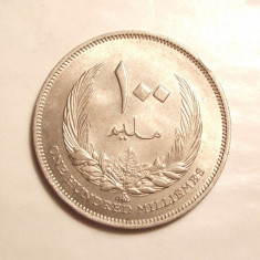 LIBIA / LIBYA 100 MILLIMES 1965 UNC MONEDA MARE SI FRUMOASA