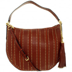 Geanta Michael Kors Dama Large Brooklyn Grommet Convertible Leather Top-Handle Bag Hobo - Brick foto