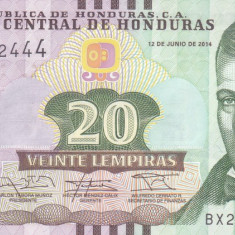 Bancnota Honduras 20 Lempiras 2014 - P100b UNC