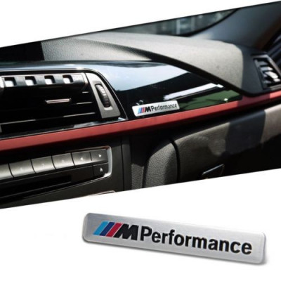 Stiker BMW M performance mperformanance 2 culori emblema auto aluminiu adeziv foto