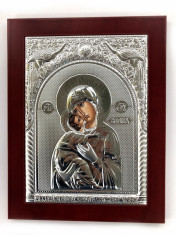 Icoana Maica Domnului si Pruncul Iisus placata cu Argint foto